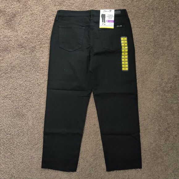 NWT Seven 7 Cropped Jeans Women's Size 8 Tower Straight High Waist Black Pants - Picture 8 of 8